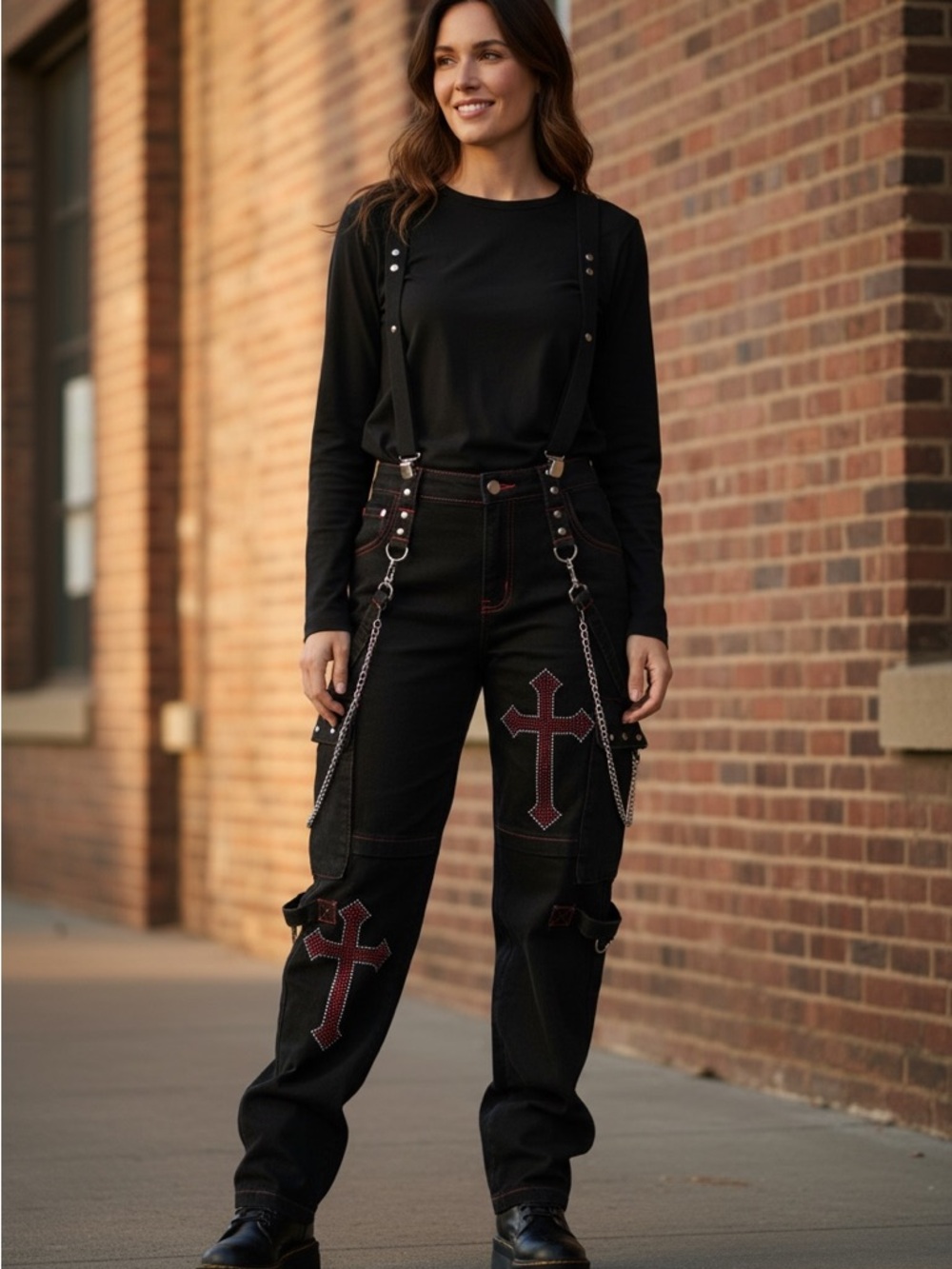 Hot Topic Black Pants with Red Stitching